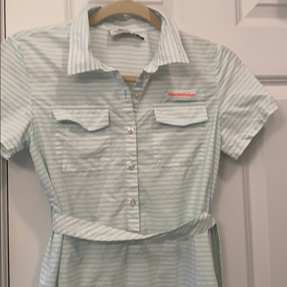 Vineyard Vines Dress Girls Sz 14 NWOT white & mint